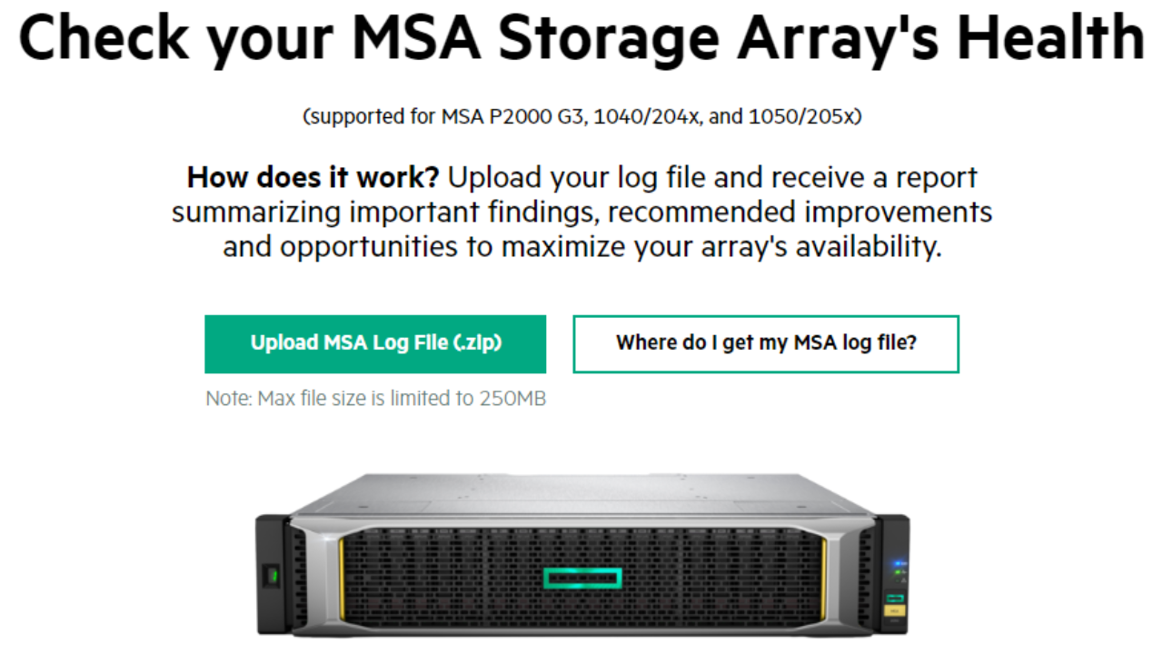 Data services not supported. HPE MSA 2050 San Storage.